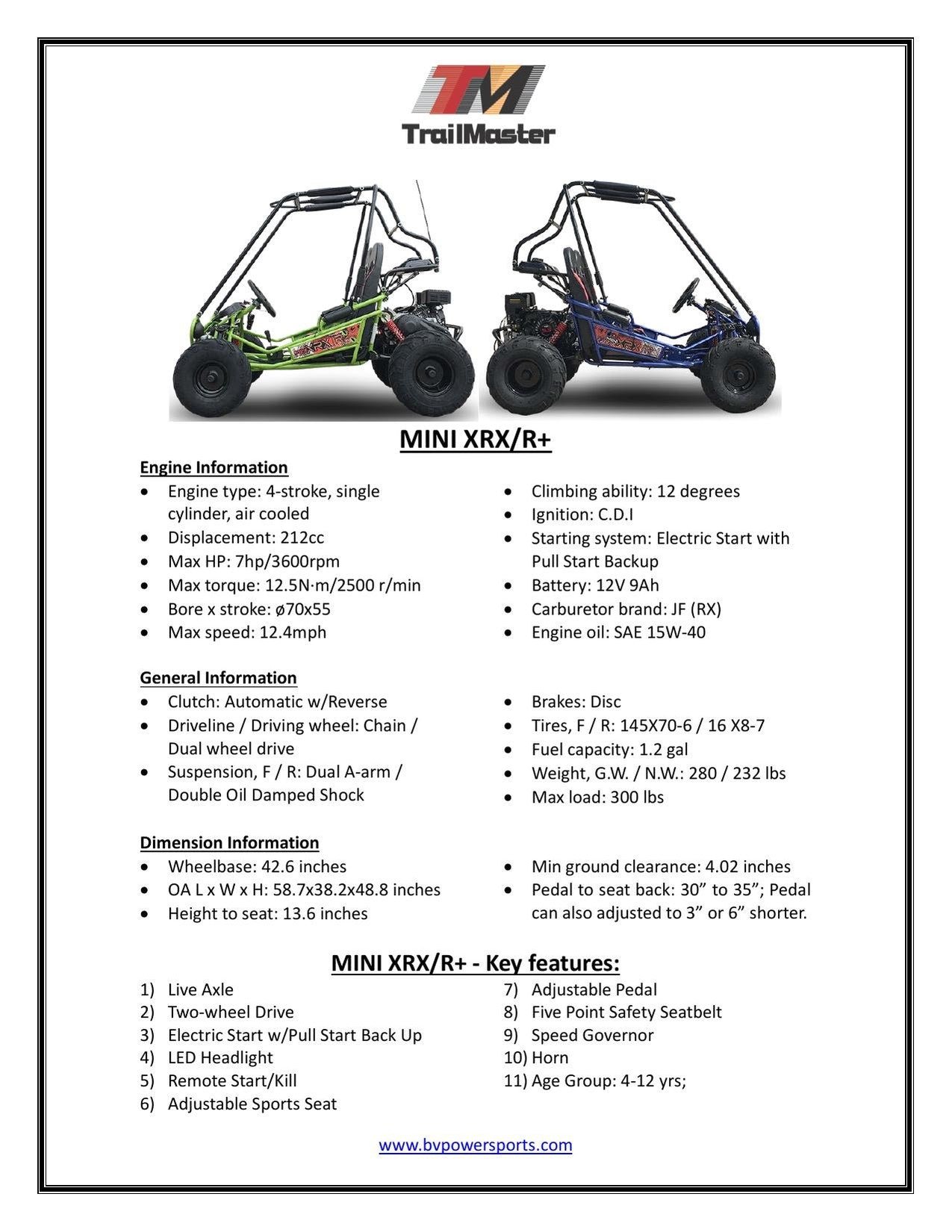 Trailmaster Eagle Mini XRX/R+ 95% Pre-Assembled Go Kart with Reverse - Image 4