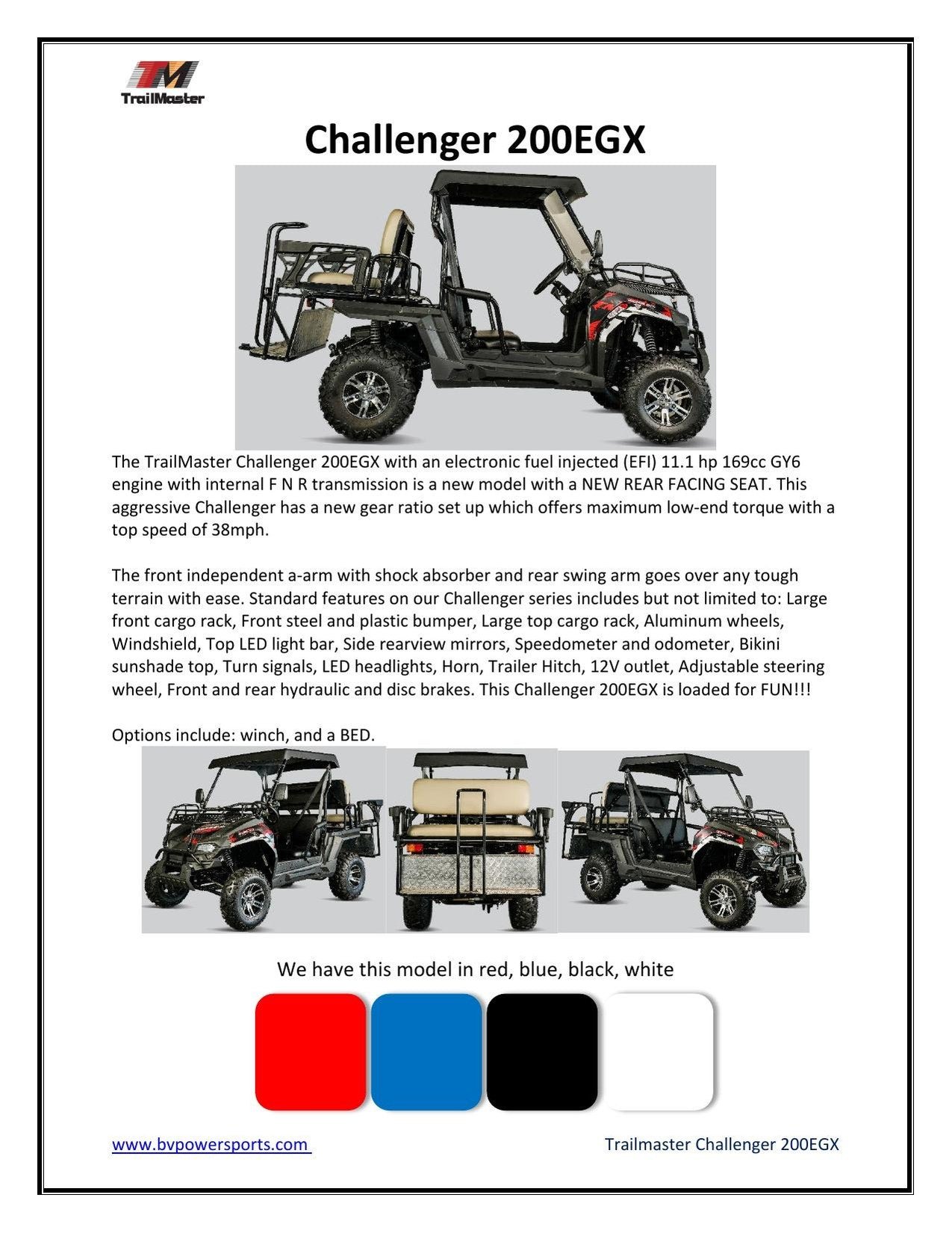 TrailMaster Challenger 200EX EFI (2 Seater) UTV Deluxe - Image 5