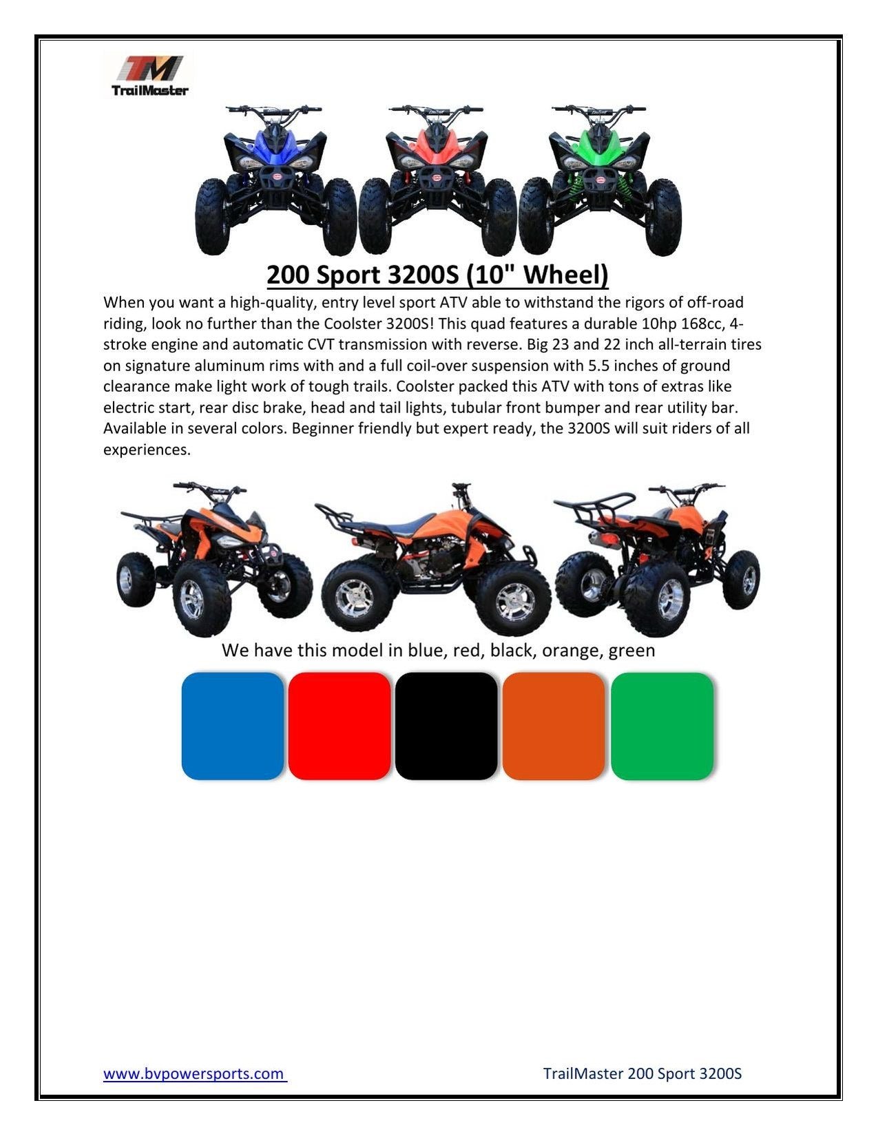 Coolster 3200S, Sports Style, Full sized ATV, Alloy - Image 5