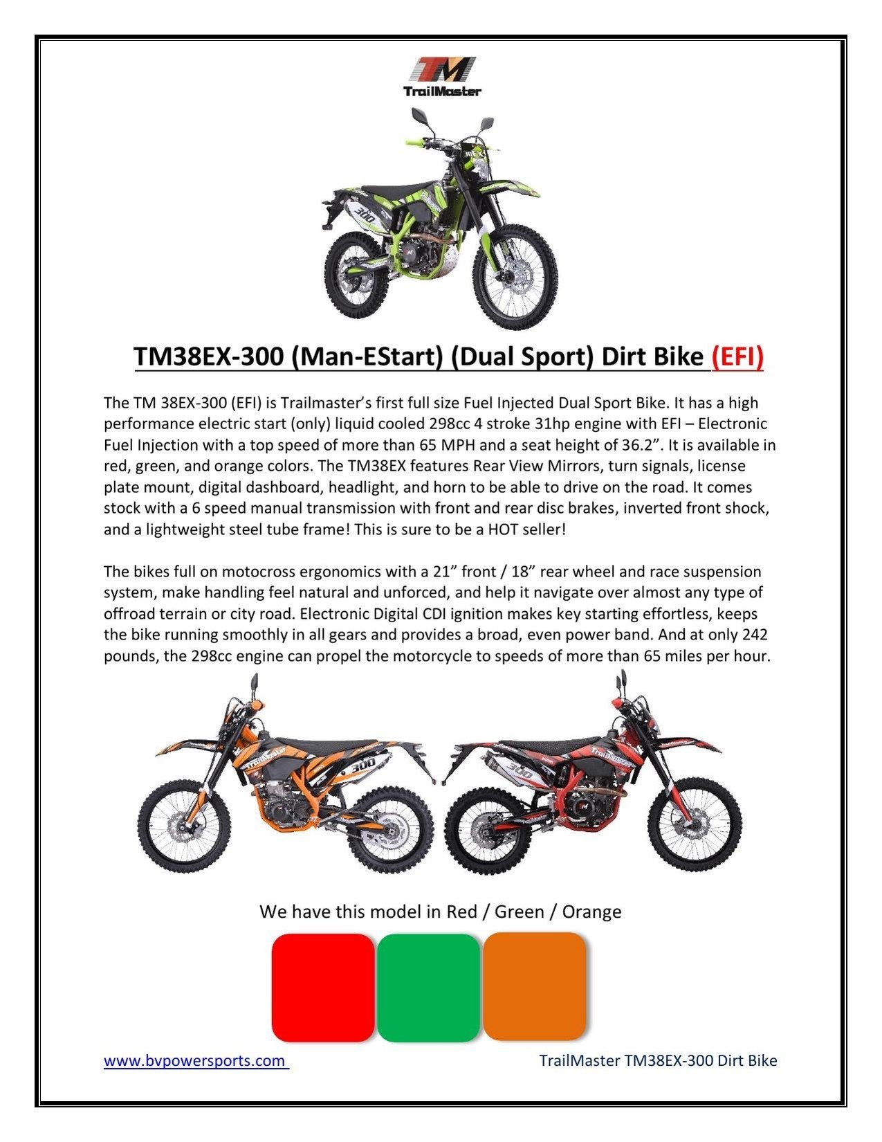 TrailMaster TM38EX 300cc (298cc) Dirt Bike - 31HP Engine - Image 4